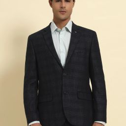 Men Checkered Single Breasted Formal Blazer-image-91