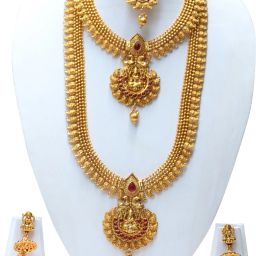 Alloy Gold-plated Maroon Jewel Set-image-61
