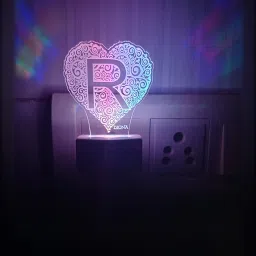 Alphabet R Heart Shape 3D Illusion Led Multi Color Changing Birthday Gift Night Lamp-78
