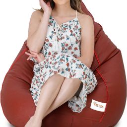 XXL Tan with Red Piping Teardrop Bean Bag With Bean Filling-image-54