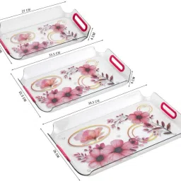 vsell Melamine Multicolor Serving Tray, Set of 3 (Small, Medium and Large Size) Tray image 3