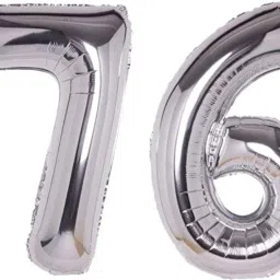 Solid Blue Foil Number 76 Letter Balloon-image-94