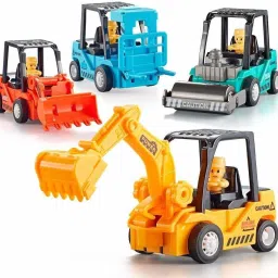 Construction Toys 4 Pack Set Excavator, Bulldozer, Road Roller, Lift Truck Toys-28