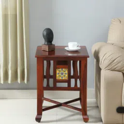 mudramark from pepperfry Petunia Sheesham Wood End Table In Honey Oak Finish With Muticolour Tiles-picture-14