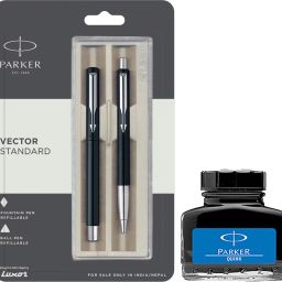 Vector Standard Sets Fountain Pen & Ball Pen with Blue Quink Ink Bottle-image-3
