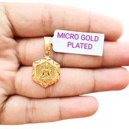 LAXMI JI PENDANT HEXA SHAPED DESIGNER WITH MICRO GOLD PLATED Gold-plated Brass Pendant-image-10