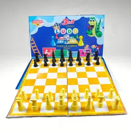 meesaj 3-in-1 Classic Board Games Set – Ludo, Snakes & Ladders, and Chess for Kids Party & Fun Board Game image 3