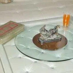 Susan Mars Toughened 10 mm Revolving Glass Table Top System (21 Inch, White) Brand: KLM Glossy Trivet-image-35