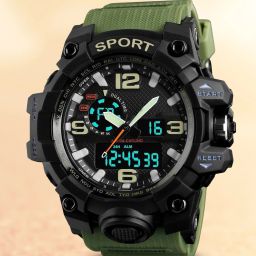 1155 Watch – Style for Sporty Green Men Analog-Digital Watch - For Men PU Strap Timepiece – Analog + Digital-image-108