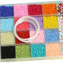 Glass Seed Beads DIY Kit with Thread, Needle and Findings, Size 8/0 3mm-15