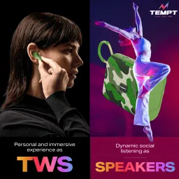 TEMPT Portable Bluetooth Speaker with In-Built Earbuds, BT V5.3 5 W Bluetooth Soundbar image 5