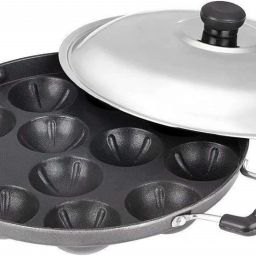 Non Stick 12 Cavity Appam Patra / Appam Maker/Paddu Maker/Ponganal Maker With Lid, Hammer Tone Coating Paniyarakkal with Lid Idli Kadai , Tawa, Idli Pan , (Aluminium, Non-stick)(Paniyarrakal/Paniyaram/Appam Pan/Maker/Pan Cake Maker)(Kitchen Set,Pan,Home Appliances) Paniarakkal with Lid Paniarakkal with Lid 1 L capacity 24 cm diameter-18