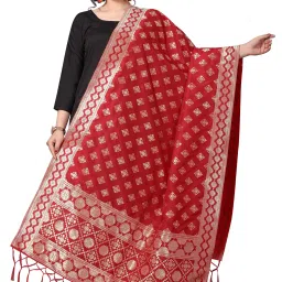 Jacquard Woven Red Women Dupatta-image-39