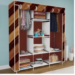 8 Shelf Foldable Collapsible Wardrobe Storage Organizer Almirah Cloth Rack Cotton Collapsible Wardrobe-17
