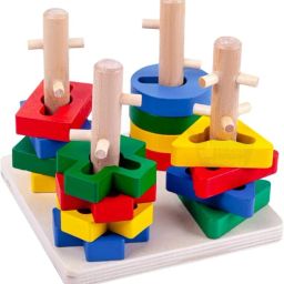 Wooden Geometric Shape Four Column Blocks, Early Educational & Learning Toys-18