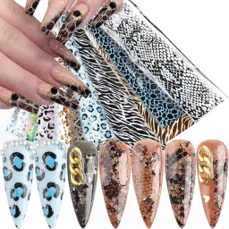 10 Rolls Nail Art Foil Stickers Design Self Adhesive Nail Transfer Decals-4