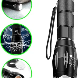 cicasto Rechargeable Zoom Flashlight Super Bright Portable Outdoor Work 5 hrs Torch Emergency Light-picture-47