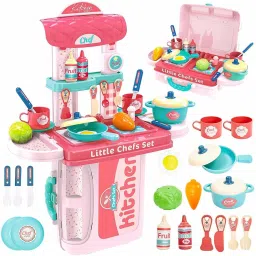 3 in 1 Portable Cooking Kitchen Play Set Pretend Play Food Party Toy for Girls-28