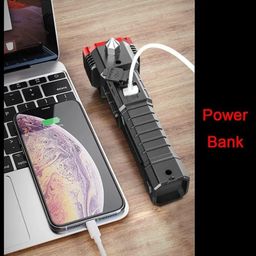 Brajin 3W Torch Light Rechargeable Torch Flashlight,Long Distance Beam Range Car Rescue Torch with Hammer Window Glass and Seat Belt Cutter Built image 3