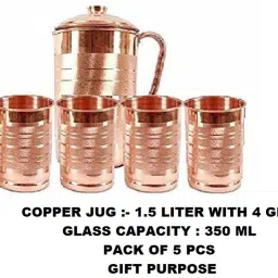 Jug 1.5 LITER WITH 4 GLASS ( 350 ML WATER CAPACITY) Jug Glass Set-35