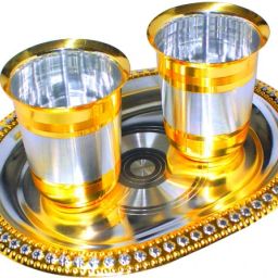 TRAY 2 GLASS SET Tray, Glass Serving Set-17