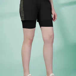 Solid Women Green Running Shorts-8