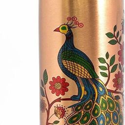 Copper Peacock Designer Water Bottle with Advanced Leak Proof Protection 1000 ml Bottle-image-66