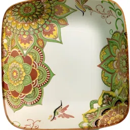 lemon tree Ceramic Matt Finish Square Deep Platter with Double Handle | Attractive Design Tray image 4