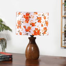 devansh Multicolor Cotton Table Lamp With Wood Natural Base For Bedroom, Living Room Table Lamp-picture-30