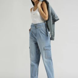 Women Tapered Fit High Rise Light Blue Jeans-image-61