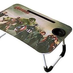 hasmun Multipurpose Foldable Table with Cup Holder, Study , Bed ,Table, Portable Wood Portable Laptop Table image 3