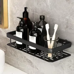 Self-Adhesive Aluminum WallMounted Bathroom Organiser Shelf For Bathroom Kitchen Aluminium Wall Shelf-image-55