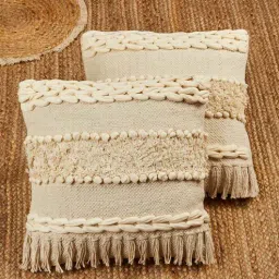 jutie pie Beige Cotton Woven 16x16 inches Cushion Cover-picture-35