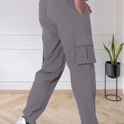 divra clothing Men Solid Silver Track Pants-picture-9