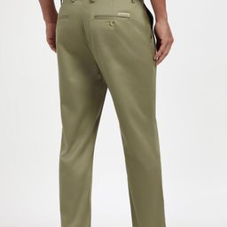 peter england Men Regular Fit Green Cotton Blend Trousers-picture-38