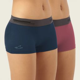 Pack of 2 Antibacterial Micro Modal Boy Shorts for Women | Long Panty | Boxer for Girls Women Boy Short Dark Blue, Purple Panty-image-1