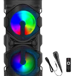 LIMBRO Beats 40W Karaoke Bluetooth Party Speaker with Loud & Clear Stereo Sound, Vivid RGB Lights, 3 mtr Wired Mic, BT/USB/SD Card Playback, Portable Speaker & Type C Fast Charging (Black) image 1