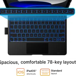 Bestor 360° Rotatable Keyboard case Pencil Holder Andarteck universal backlit 7 colors Bluetooth Laptop-size Tablet Keyboard Compatible with iPad, Laptop, Tablet image 3