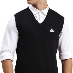 monte carlo Men Solid V Neck Black Sweater-picture-30