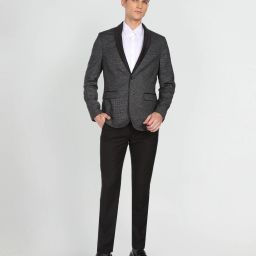Men Single-breasted Self Design Suit-image-37