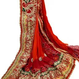 Georgette Embroidered Orange Women Dupatta-picture-15