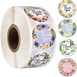 Pretty 500pcs Round Floral Thank You Stickers Seal Label for Favor Party Handmade Envelope Stationery Sticker (Multi-color2) Theme,Scrapbook Kit-picture-26