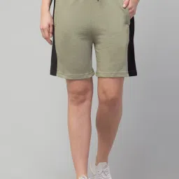 Striped Women Green Casual Shorts-image-87