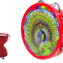 Musical Khanjari (23.7 x 5cm) with Small Damru (7x8.2cm)-picture-44
