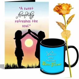 A Sweet Friendship Greeting Card - Mug & Golden Rose hamper-image-14
