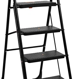 Black Heavy Folding Ladder With Wide Steps 4 Steps 4.1 Ft Ladder (Made In India) Steel Ladder-7