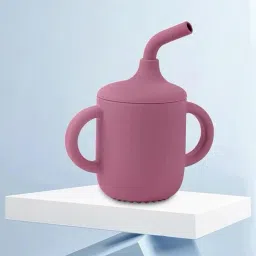 Baby Sipper Cup with Soft Silicone Straw & Lid, Anti-Spill Drinking Training-24