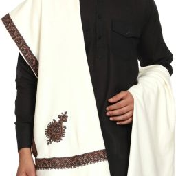 Royal-E-Kashmir Wool Embroidered Men Shawl-image-73