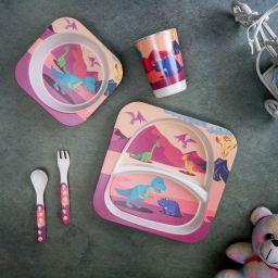 Tyrannosaurus Rex Bamboo Kids/Baby Feeding/Dinner Set of 5 - Bamboo Fiber & Corn Starch-image-8