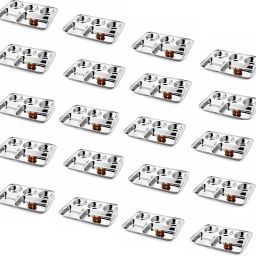 Pack of 20 Stainless Steel Steel Sandwich Tray Set, 5 Pieces, Microwave Safe (1 Pack) Dinner Set-5